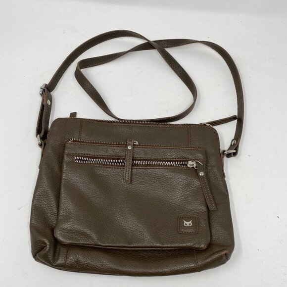 Wise Owl Accessories Handbags - Wise Owl Dark Brown Real Leather Crossbody Handbag